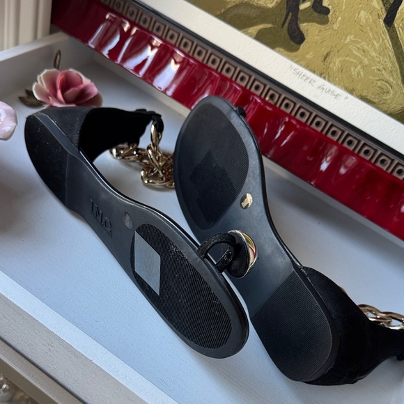 INC International Concepts Black Sandals with Gold Accents - Picture 4 of 4